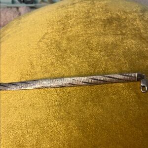 Textured Sterling925 Silver-Herringbone Chain Bracelet.Lies Flat On Arm